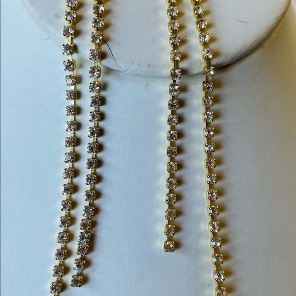 Shoulder Duster Gold Rhinestone 2 Strand Earring- Pierced/New-SALE - Picture 11 of 15